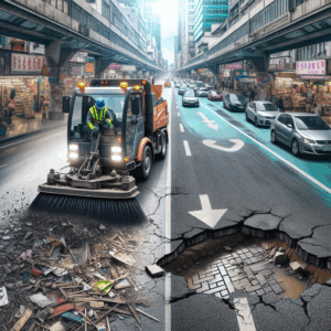 How Power Sweeping Helps Prevent Potholes and Road Damage